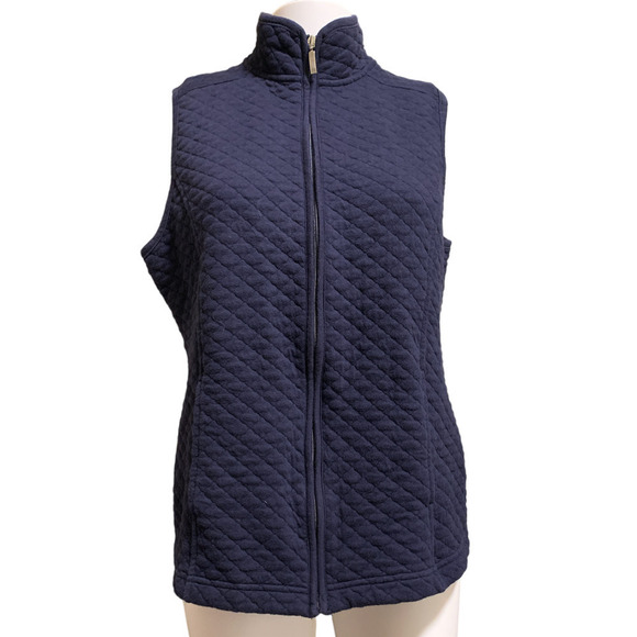 Croft & Barrow Women's Size Small Quilted Zip Up Vest Navy Blue Sleeveless - Picture 1 of 6